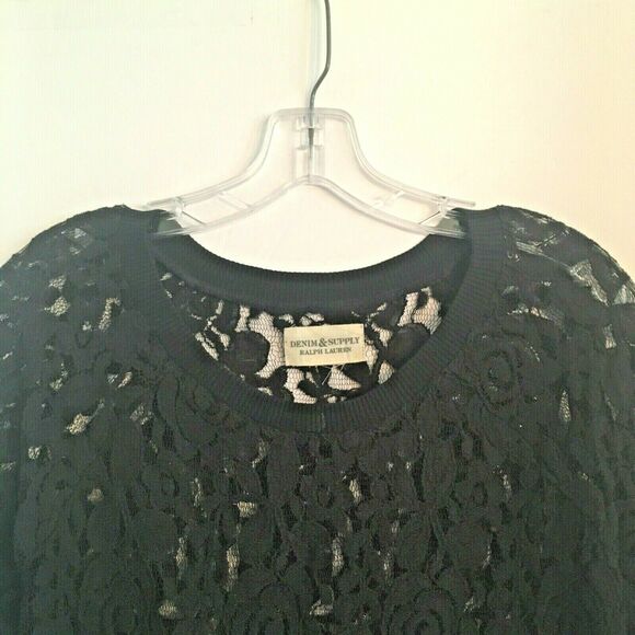 Denim & Supply Ralph Lauren black lace top M/L - Picture 3 of 5